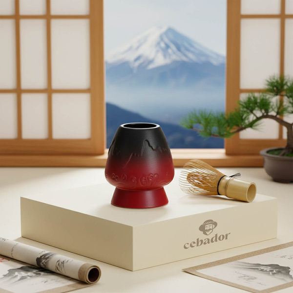 Kusenaoshi – Ceramic Chasen Holder – Mountain (red)