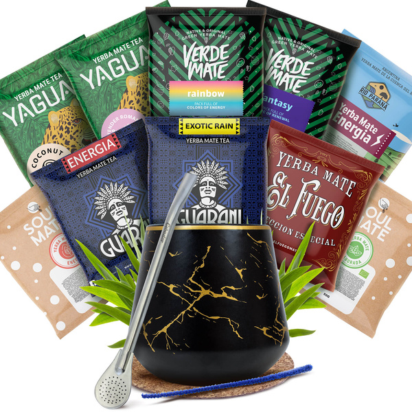 Yerba Mate Set: samples 10x50g Calabash + Bombilla