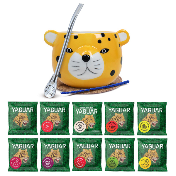 Yerba Mate Set: Yaguar 10x50g samples + Calabash + Bombilla