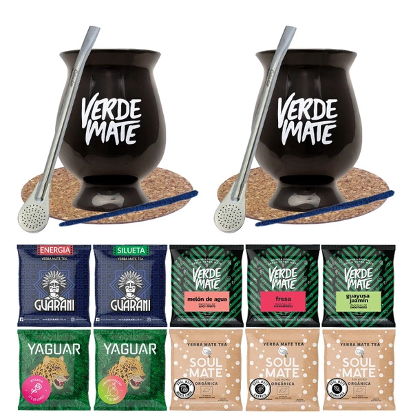 Set Bombilla Gourd for two mate tea 10x50g