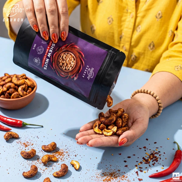 Nustino Crunch – ristede cashewnøtter – Hot & Bold Chilli 100 g