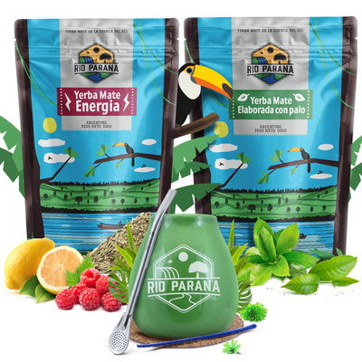 Yerba Mate set Rio Parana Energia Elaborada 2x500g + accessories