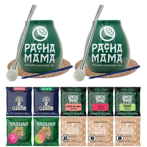 Set for two mate tea Gourd Bombilla 10x50