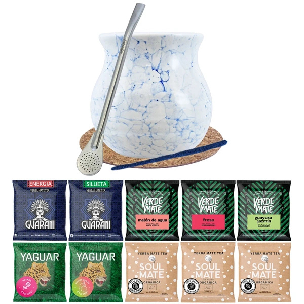 SetYerba Verde Mate Green 500g Gourd Bombilla 10x50g