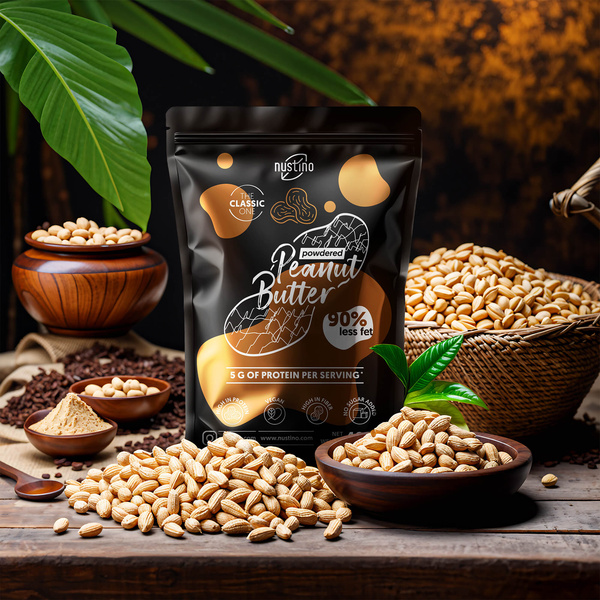 Sett med peanøttsmørpulver Nustino: Classic + Pure 2x400g