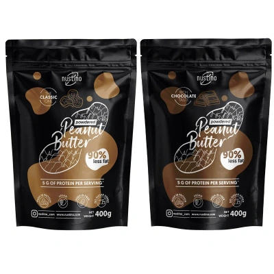 Sett med peanøttsmørpulver Nustino: Classic + Chocolate 2x400g