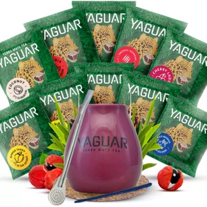 Set Yerba Mate Yaguar 10x50g Calabash Bombilla