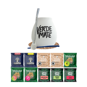 Set Yerba Mate Green 500g Gourd Bombilla 10x50g