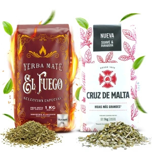 Yerba Mate Elaborada Set: El Fuego 1kg + Cruz de Malta 1kg